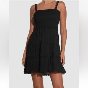 Elan Smocked Mini Dress With Crochet Details Size Small. NWT